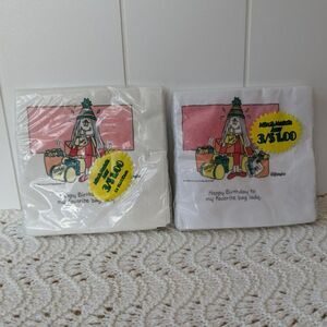 NOS Cathy Cartoon Birthday Napkins - My favorite bag lady - Sealed 1989